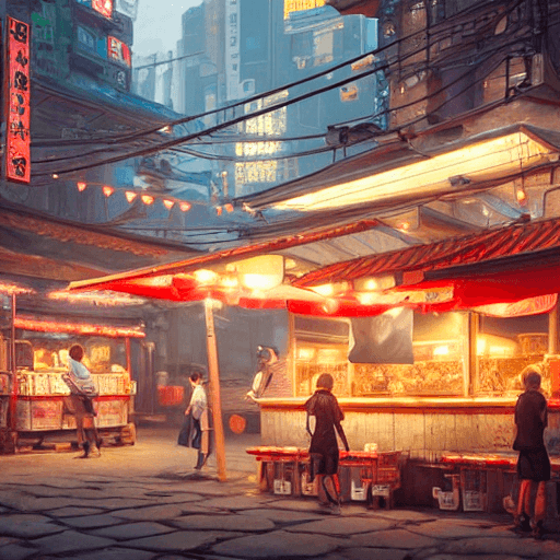 ramen stall in a city square