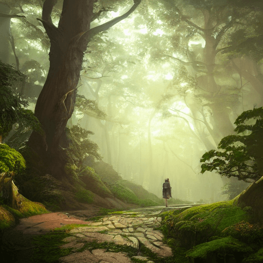 a Pathway in the wood with dappled light