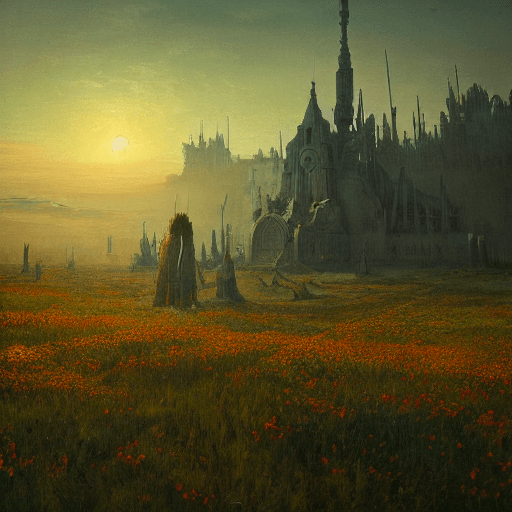 sprawling green meadow with flowers